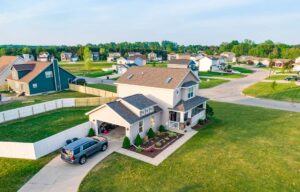 drone hovers over a residential home in Shelby county Ohio