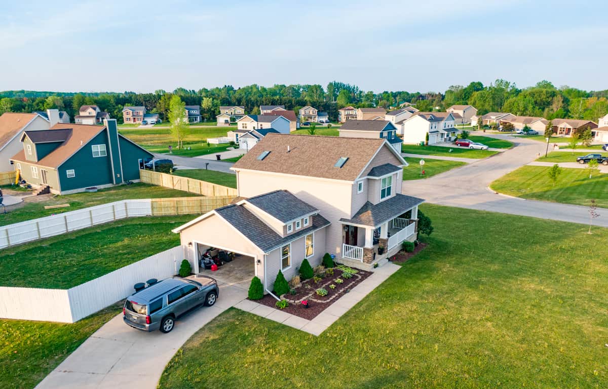 drone hovers over a residential home in Shelby county Ohio